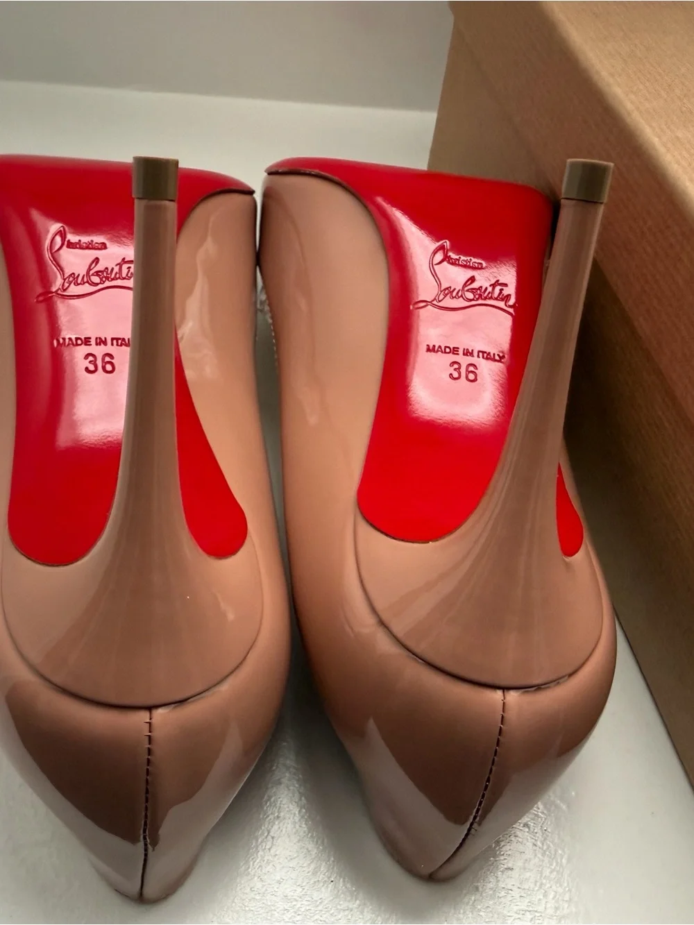 Christian Louboutin Nude Patent Pointed-Toe Pumps - Picture 6 of 9